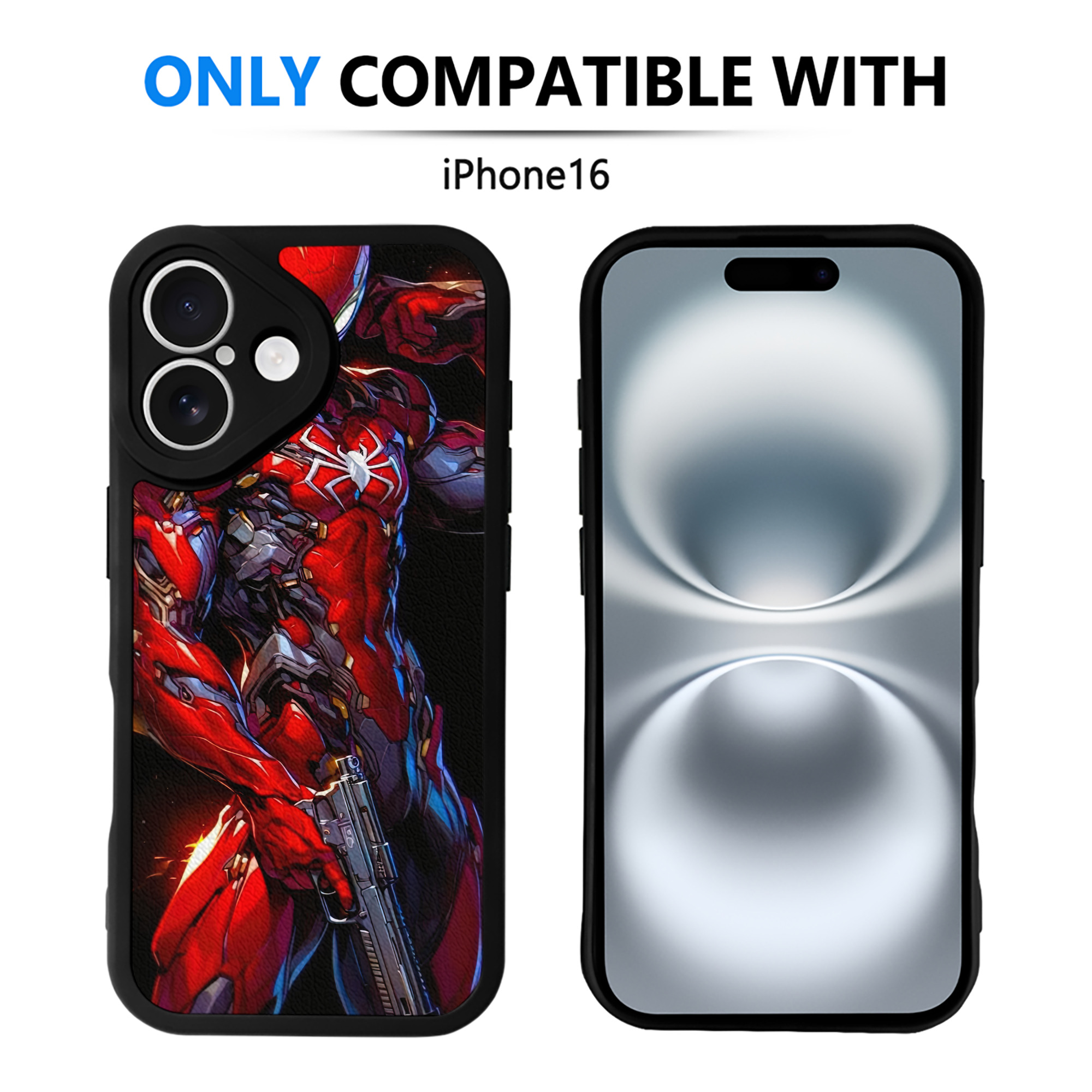 （画像用） Spider Man スパイダーマン 【iPhone 16シリーズ対応】シリコンスマホケース（レザー調） 材質：シリコン
